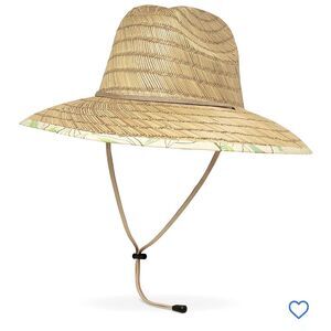 NWT Sunday Afternoons Wide Brim Sun Protection Straw Hat with Chin Strap Large
